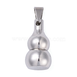 Non-Tarnish Openable 304 Stainless Steel Urn Ashes Pendants, Gourd Charm, Stainless Steel Color, 24x13.5mm, Hole: 7.5x5mm(STAS-D097-15P)