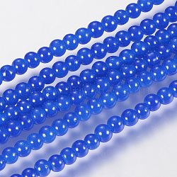 Imitation Jade Glass Beads Strands, Spray Painted, Round, Blue, 8mm, Hole: 1.3~1.6mm, about 100pcs/strand, 31.4 inch(DGLA-S076-8mm-33)