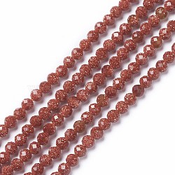 Synthetic Goldstone Beads Strands, Faceted, Round, 3mm, Hole: 0.5mm, about 130~132pcs/strand, 15.16~15.59 inch(38.5~39.6cm)(G-L581A-004B)