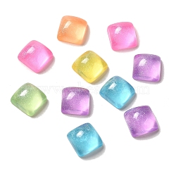 Transparent Resin Decoden Cabochons with Glitter Powder, Mixed Color, Square, 10.5x10.5x6mm(X-RESI-E053-08B)