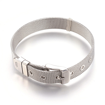 304 Stainless Steel Watch Bands, Watch Belt Fit Slide Charms, Original Color, 8-1/2 inch(21.5cm), 10mm
