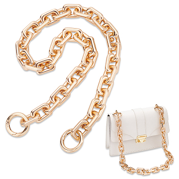 Brass Covered Aluminum Cross Chain Bag Handles, with Spring Gate Ring, Light Gold, 61x1.7cm