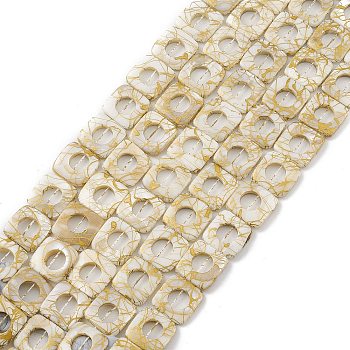 Drawbench Style Natural Freshwater Shell Beads Strands, Square, Cornsilk, 20~20.5x19.5~20.5x4~4.5mm, Hole: 0.8mm, about 20pcs/strand, 15.59~15.75''(39.6~40cm)