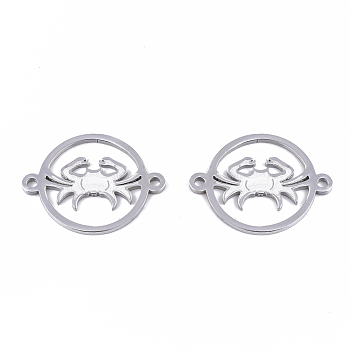 201 Stainless Steel Links connectors, Constellations, Flat Round, Stainless Steel Color, Cancer, 21x16x1mm, Hole: 1.4mm