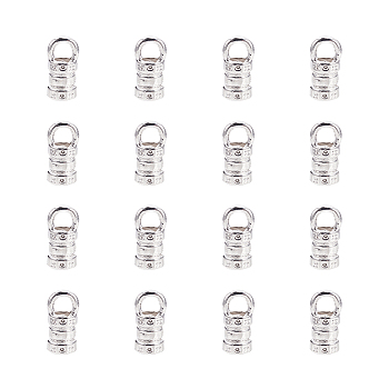 Tibetan Style Alloy Cord Ends, Silver, 10x4mm, Hole: 2mm