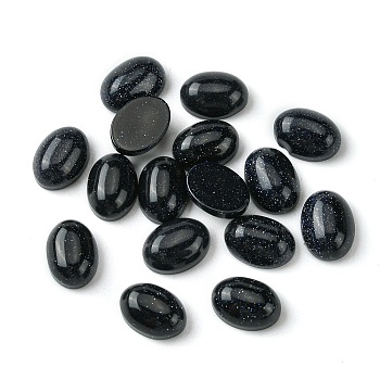 Synthetic Blue Goldstone Cabochons, Oval, 8~8.5x6~6.5x2.5~3.5mm
