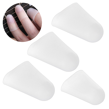 4Pcs Silicone Guitar Fingertip Protector, Finger Cot, Musical Instrument Accessories, White, 23.5~26.5x13~15.5mm, Inner Diameter: 12.5~15mm