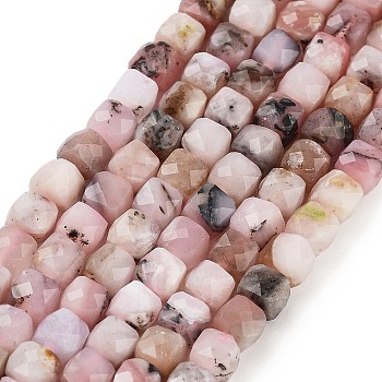 Natural Pink Opal Beads Strands, Faceted, Cube, 3.5~4.5x3.5~4x3.5mm, Hole: 0.6mm, about 103~106pcs/strand, 15.55'~15.75''(39.5~40cm)