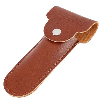 PU Leather Storage Bags, Travel Razor Sheath, with Alloy Snap Button, Saddle Brown, 132x58x15mm, Inner Diameter: 83x34mm