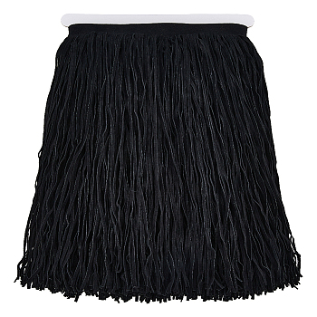 2M PU Imitation Leather Tassel Lace Trims, Black, 12-1/4 inch(310mm)