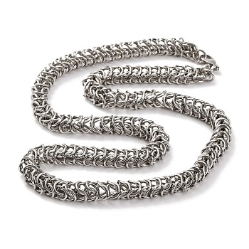 201 Stainless Steel Rope Chain Necklace, with 304 Stainless Steel Clasps, Stainless Steel Color, 23.78 inch(60.4cm)