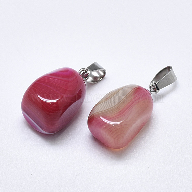 Natural Banded Agate/Striped Agate Pendants(G-T122-20A)-2
