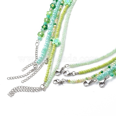 5Pcs 5 Style Polymer Clay Flower & Glass Seed Beaded Necklaces Set for Women(NJEW-JN04011)-6