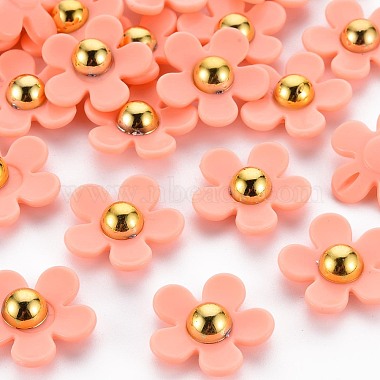 Light Salmon Flower Acrylic Beads