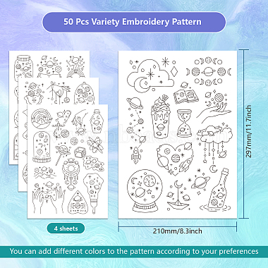 4 Sheets 11.6x8.2 Inch Stick and Stitch Embroidery Patterns(DIY-WH0455-124)-2