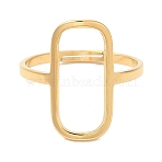 Ion Plating(IP) 304 Stainless Steel Hollow Rectangle Adjustable Ring for Women, Real 18K Gold Plated, US Size 6 1/4(16.7mm)(RJEW-M149-31G)