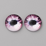 Glass Cabochons, Half Round/Dome with Eye Pattern, Medium Violet Red, 20x5.5mm(GLAA-WH0033-75F-09)