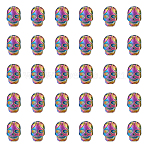 30Pcs Rack Plating Rainbow Color Alloy Beads, Cadmium Free & Nickel Free & Lead Free, Skull, Rainbow Color, 10.5x8x6.5mm, Hole: 1.8mm(PALLOY-NB0003-88)