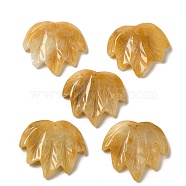Natural Topaz Jade Carved Pendants, Leaf Charms, 43~44x49~50x7~7.5mm, Hole: 1.4mm(G-K353-01L)