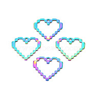 Ion Plating(IP) 304 201 Stainless Steel Pendants, Heart, Rainbow Color, 22x25x1.5mm, Hole: 2mm(STAS-T063-173M)