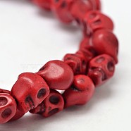 Dyed Synthetic Turquoise Bead Strands, Skull, Red, 8x6x7mm, Hole: 1mm, about 48~49pcs/strand, 15.3~15.5 inch(G-M145-06-A)