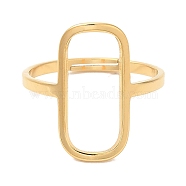 Ion Plating(IP) 304 Stainless Steel Hollow Rectangle Adjustable Ring for Women, Real 18K Gold Plated, US Size 6 1/4(16.7mm)(RJEW-M149-31G)