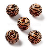 Wood European Beads, Large Hole Beads, Tiger Stripe, Sandy Brown, 15.5~16x14.5mm, Hole: 4mm(WOOD-M011-03D)