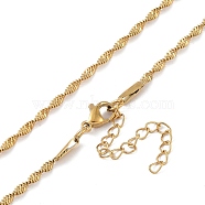 Ion Plating(IP) 201 Stainless Steel Chain Necklaces, Singapore Chains, Real 18K Gold Plated, 16.73 inch(425mm)(NJEW-P309-23G)