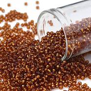 TOHO Round Seed Beads, Japanese Seed Beads, (2208) Silver Lined Burnt Orange, 11/0, 2.2mm, Hole: 0.8mm, about 5555pcs/50g(SEED-XTR11-2208)