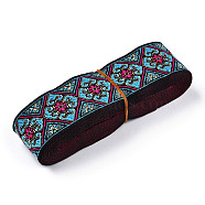 5M Ethnic Style Polycotton Embroidery Ribbon, Garment Accessories, Flat, Flower, 1-1/4 inch(33mm), about 5.47 Yards(5m)/Roll(PW-WG33130-14)