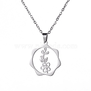 Stainless Steel Pendant Necklaces, Flower, 16.14~19.69 inch(41~50cm)(PW-WG57218-01)