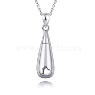 Titanium Steel Pendant Necklaces, Urn Ashes Necklaces, with Pin and Funnel, Stainless Steel Color, 21.65 inch(55cm)(PW-WG21928-01)