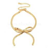 Bowknot 304 Stainless Steel Snake Chain Bracelets for Women, Real 18K Gold Plated, 6-1/2 inch(16.5cm)(BJEW-G721-01G)