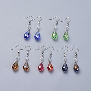 Electroplate Glass Dangle Earrings, with Brass Earring Hooks, Mixed Color, 47~50mm, Pin: 0.6mm (EJEW-JE03176)