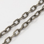 Iron Textured Cable Chains, Unwelded, with Spool, Gunmetal, 8.5x4.5x1.5mm, about 328.08 Feet(100m)/roll(CH-1.4YHSZ-B)