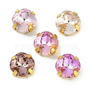 Brass Glass Rhinestone Sew on Rhinestones, Faceted, Square, Mixed Color, Golden, 9x9x5.5mm, Hole: 0.9mm(RGLA-B004-05A-G)