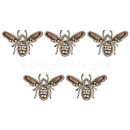 Computerized Embroidery Cloth Iron on/Sew on Patches, with Glass Rhinestone, Costume Accessories, Appliques, Bees, Tan, 49x77x1.8mm(PATC-WH0002-002)