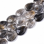 Natural Cloudy Quartz Beads Strands,  Teardrop, 19~20x15x5~6mm, Hole: 0.8mm, about 20pcs/strand, 15.35 inch(39cm)(G-S359-228B)