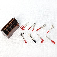 1:12 Mini Miniature Toy Mini Toolbox, Metal Alloy Tool Set, Platinum, 46x24x41mm(PW-WG21224-01)