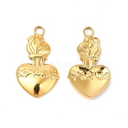 Ion Plating(IP) 304 Stainless Steel Pendants, Heart Charms, Real 18K Gold Plated, 27x15.5x3mm, Hole: 3mm(STAS-L268-023G)