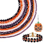 Pandahall 12 Strands 12 Style Halloween Theme Transparent Glass Beads Strands, Imitation Austrian Crystal 5301 Bicone Beads, Facted, Mixed Color, 3~6x3~5.5mm, Hole: 0.7~1mm, about 47~135pcs/strand, 10.24~15.98 inch(26~40.6cm), 1 strand/style(GLAA-TA0001-42)