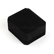 Rectangle Velvet Pendant Boxes, with Flip, Black, 8.2x7cm(VBOX-TAC0001-03B)