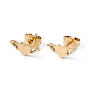 304 Stainless Steel Heart with Wing Stud Earrings for Women, Golden, 5x11.5mm, Pin: 0.8mm(EJEW-E163-05G)