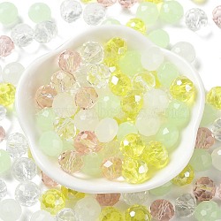 Glass Beads, Faceted, Rondelle, Champagne Yellow, 10x8mm, Hole: 1mm, about 67pcs/60g(EGLA-A034-SM10mm-45)
