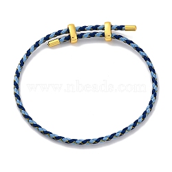 Adjustable Polyester Cord Braided Bracelets, Long-Lasting Plated, Blue, Inner Diameter: 2-5/8~3-1/8 inch(6.7~7.8cm)(BJEW-Z085-01G-31)