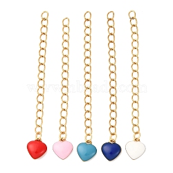 Ion Plating(IP) 304 Stainless Steel Chain Extenders, with 304 Stainless Steel Enamel Charms, Heart, 59mm(FIND-JF00170-03)