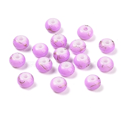 Opaque Spray Painted Glass Beads, Rondelle, Drawbench Style, Violet, 8x5mm, Hole: 2mm, about 1041pcs/500g(GLAA-G118-01F)