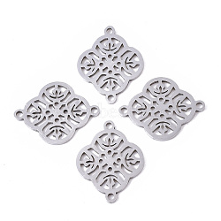 201 Stainless Steel Links connectors, Laser Cut, Flower, Stainless Steel Color, 19x15x1mm, Hole: 1.4mm(STAS-R104-026P)