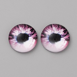 Glass Cabochons, Half Round/Dome with Eye Pattern, Medium Violet Red, 20x5.5mm(GLAA-WH0033-75F-09)