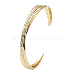 Criss Cross Brass Cuff Bangles, Long-Lasting Plated, Lead Free & Cadmium Free, Real 18K Gold Plated, Inner Diameter: 2-3/8 inch(6.15cm)(BJEW-D039-40G)
